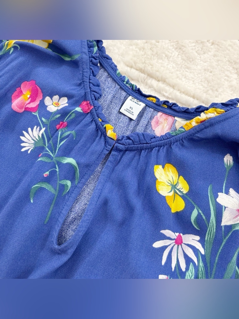 NWT Old Navy Floral Waist Defined Ruffle Trim Dress XL - Picture 5 of 14